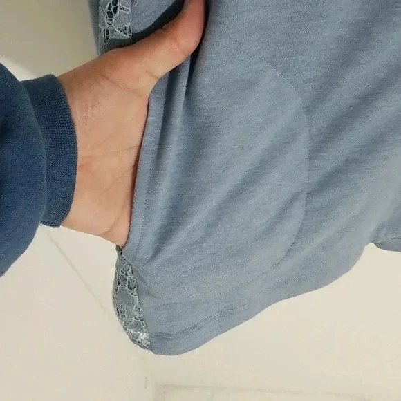 {LOGO Lori Goldstein Lounge} Light Blue Laced Zippered Loungewear Sweats… - Picture 5 of 11